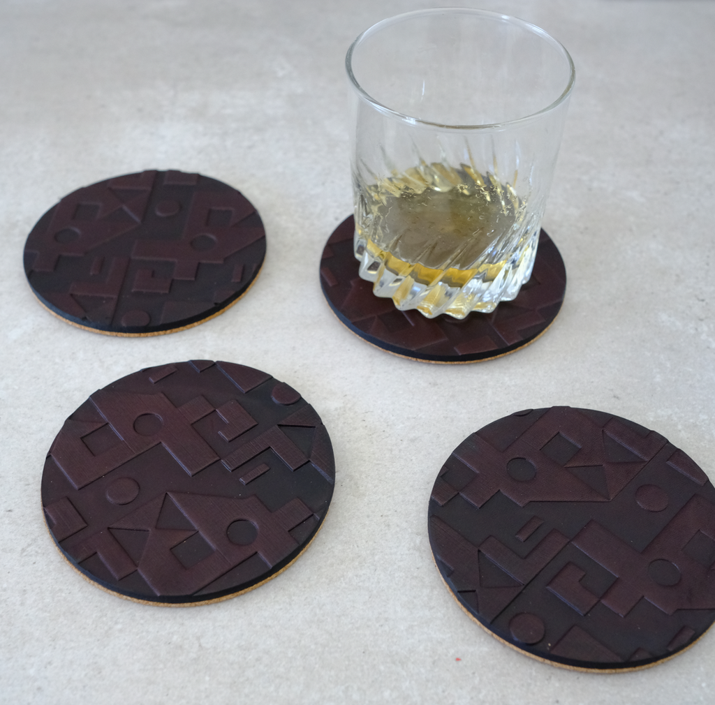Embossed Leather Coaster - Shapes